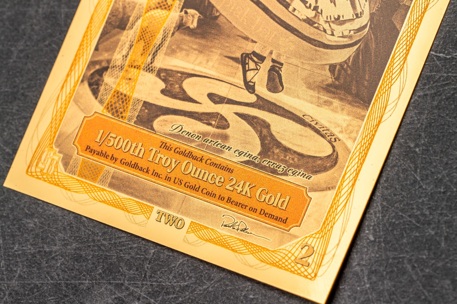 2026 - 2 IDAHO Goldback Aurum Gold Foil Note 1/500 oz 24kt .999 Fine PRESALE