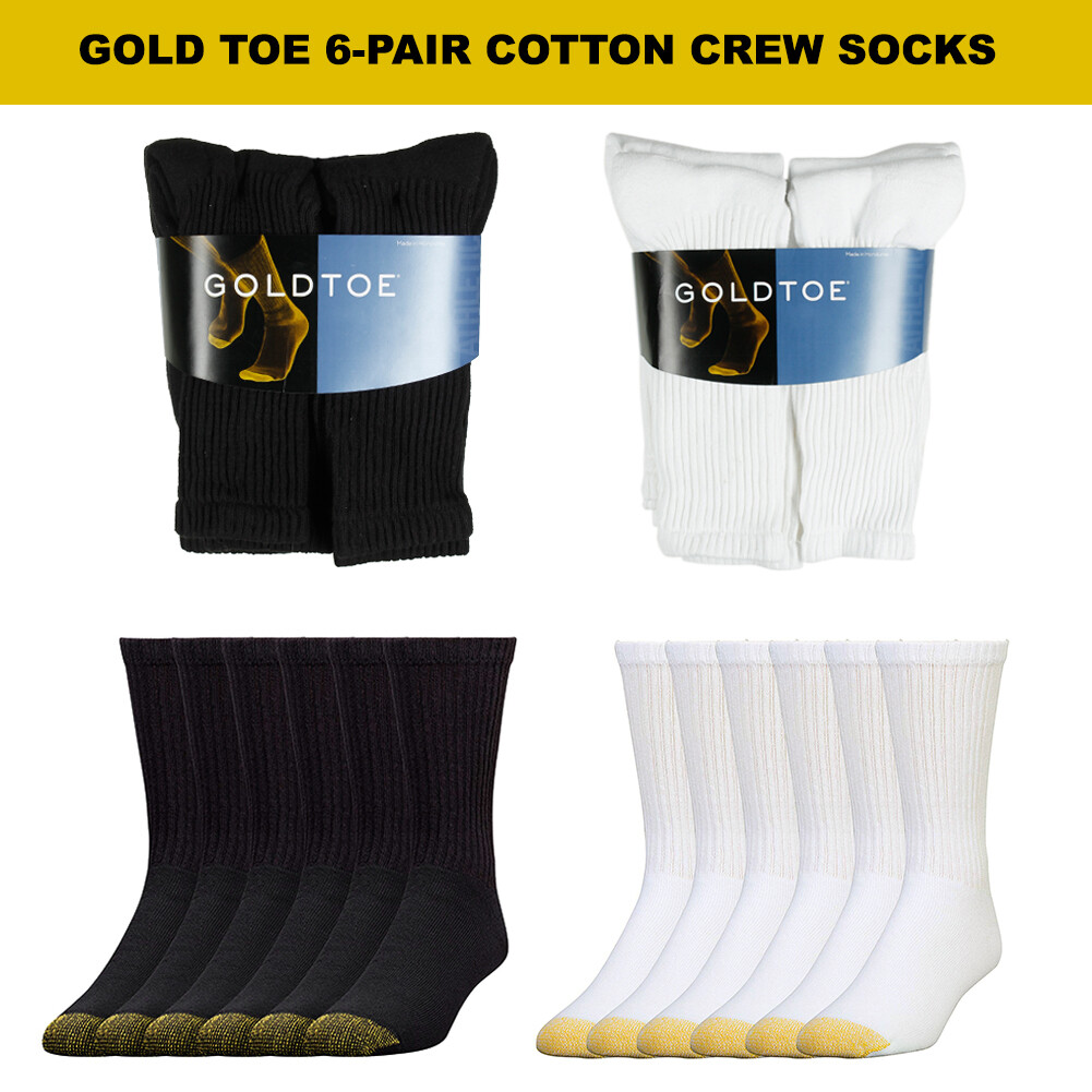 Gold Toe Men's 6 Pack Cotton Athletic Crew Socks