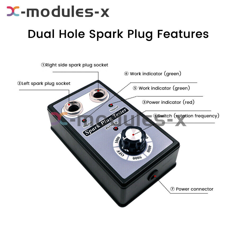 Dual Hole 12V Car Spark Plug Tester Ignition Plug Analyzer Diagnostic Detector