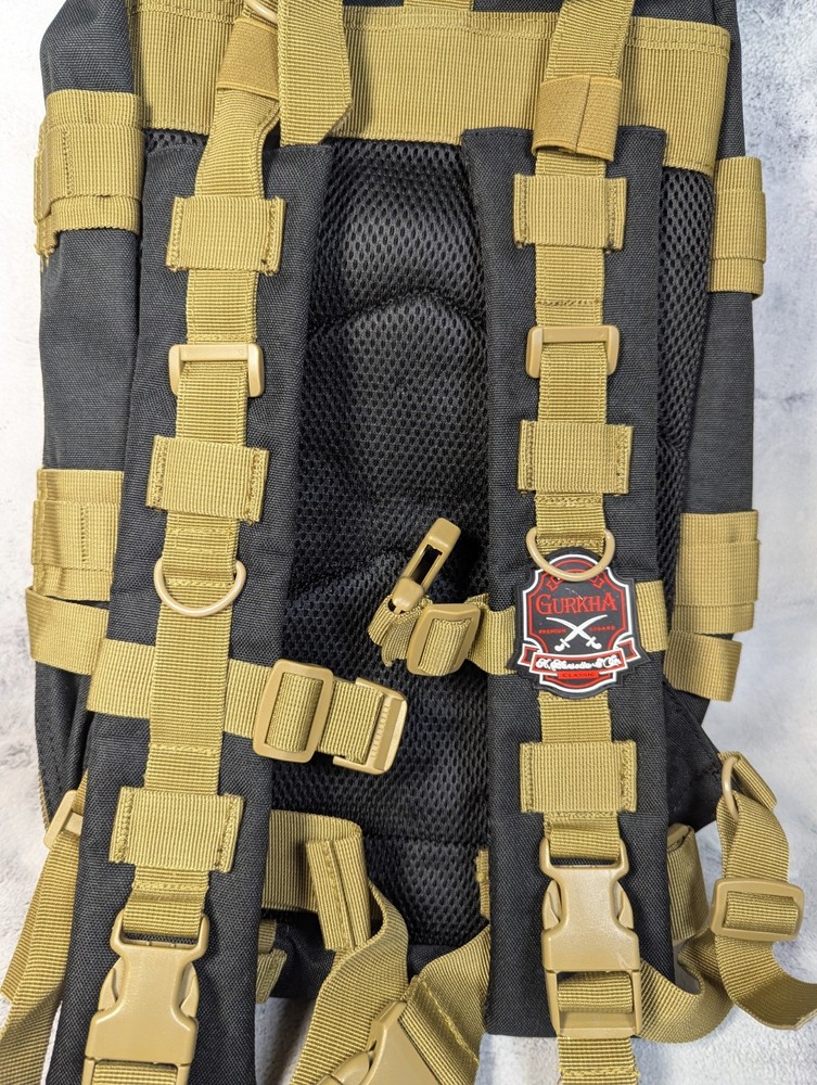 Gurkha Cigars Tactical Backpack Black/Tan Multiple Pockets EUC