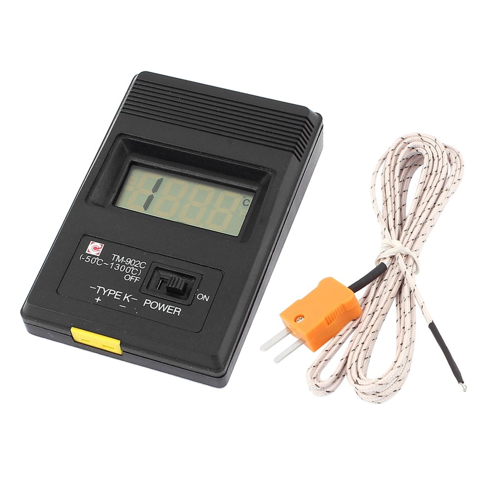 K-Type Digital Thermometer Sensor, -50-1300C 300cm Cable(Black, 11x7cm)