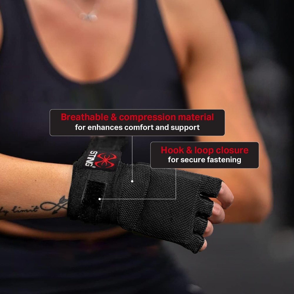 STING Quick Boxing Hand Wrap Gloves - Elastic Compression & Knuckle Padding -...