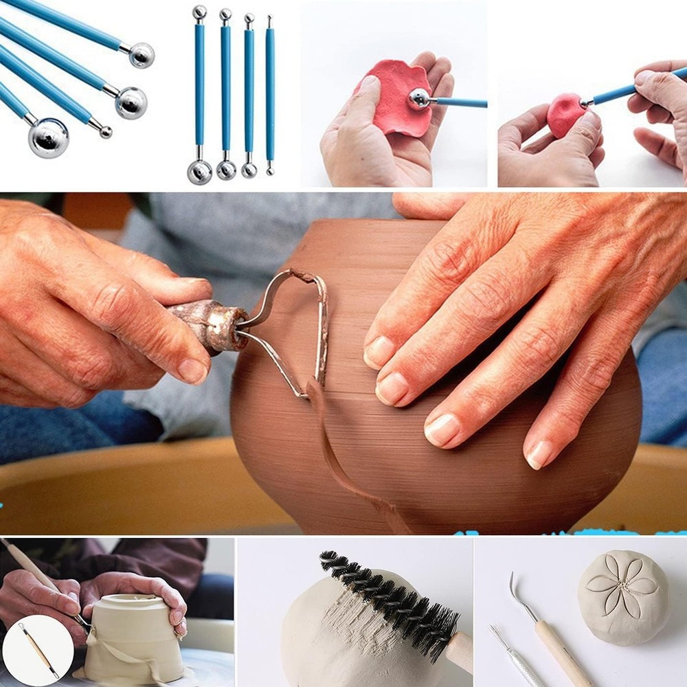 Creative 10LB Natural Modeling Clay + 40 Durable Tools for Pottery Lovers