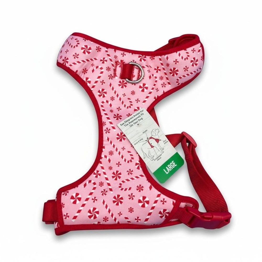 Dog Harness Large Candycane - Adjustable & Comfortable Fit