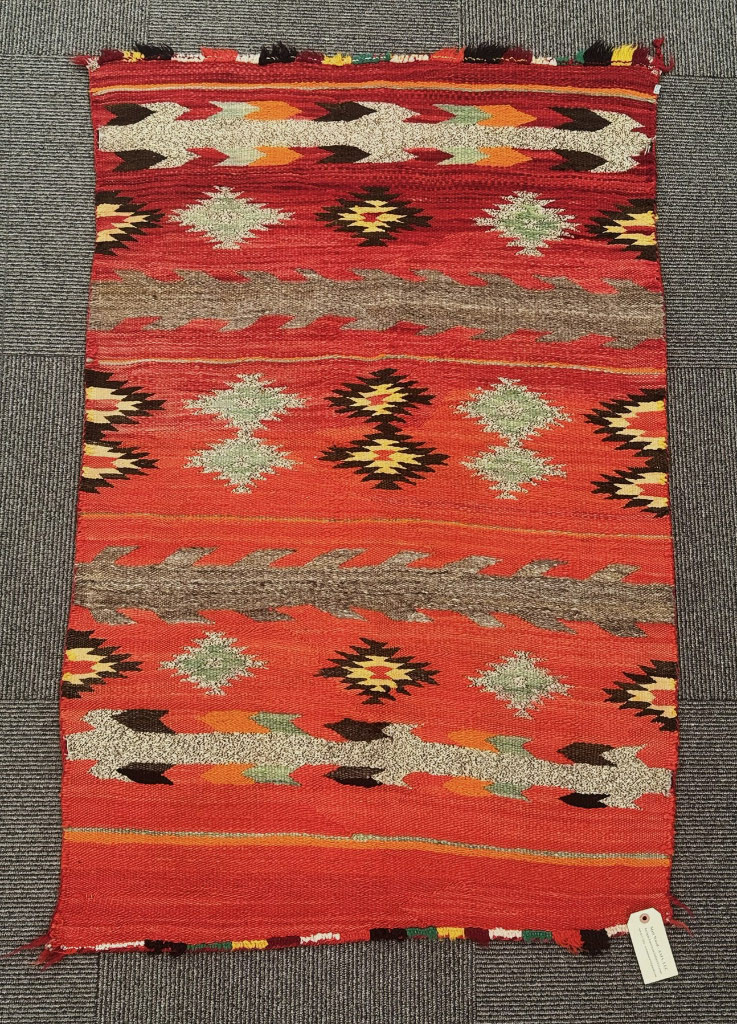 Navajo Double Saddle Blanket Handspun and Germantown ca 1890 53" H x 35" W