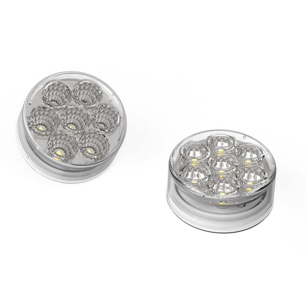 Fortpro 2 1/2” Round Dual Function Multivoltage LED Lights - Red & Ambar LED / C