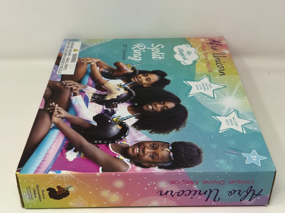 Afro Unicorn 22" Diameter Split Ring Swimming Pool Float Durable PVC Inflatable