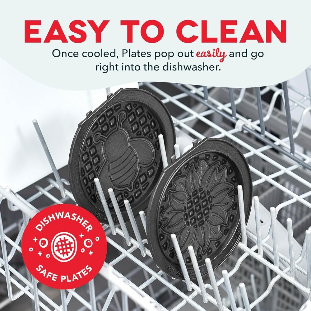 DASH Multimaker Mini System Two 4” Nonstick Removable Waffle Plates (Gingerbread
