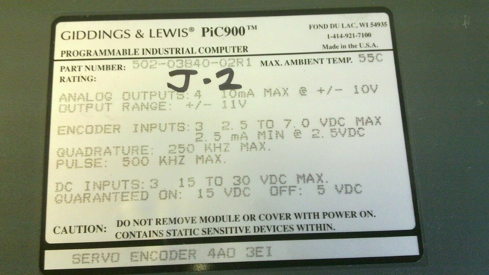 Giddings & Lewis 502-03840-02R1 PiC900 Servo Encoder Module PLC Controller