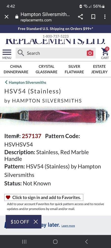 RARE HAMPTON HSV54 WHITE MARBLE HANDLE DINNER SET STAINLESS