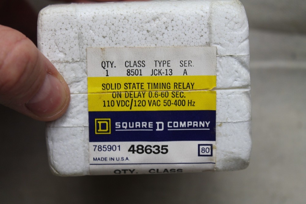Square D 8501 JCK-13 Series A Solid State Timing Relay On Delay 0.6-60 Sec. 120V