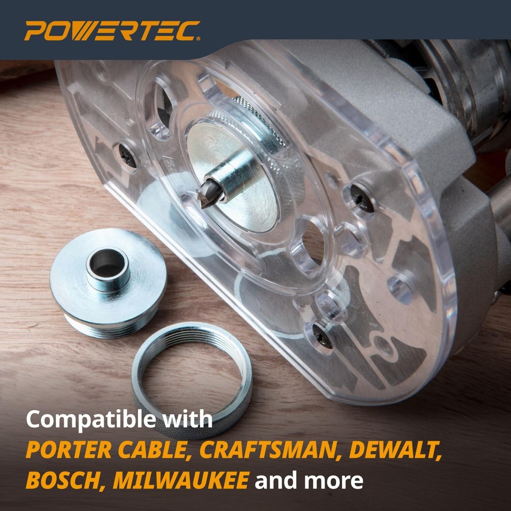 POWERTEC Router Bushing Guide Set 10 Pcs Router Template Guide Fits Porter Cable