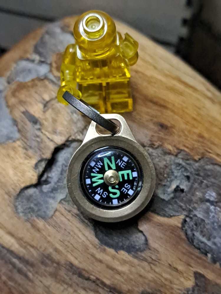 Mini EDC Minimalist Keychain Compass w/Titanium Keyring
