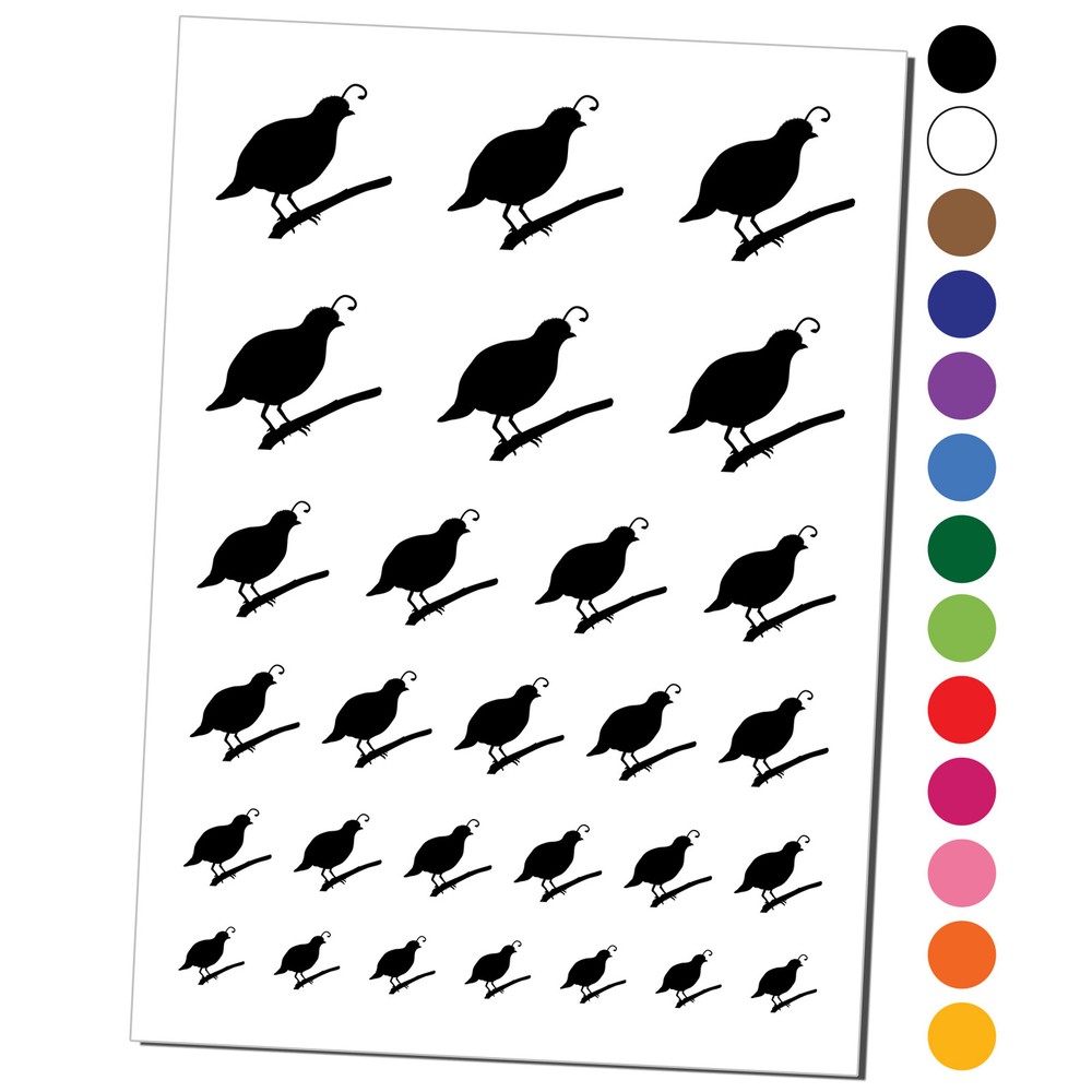 Quail Bird Solid Temporary Tattoo Water Resistant Set