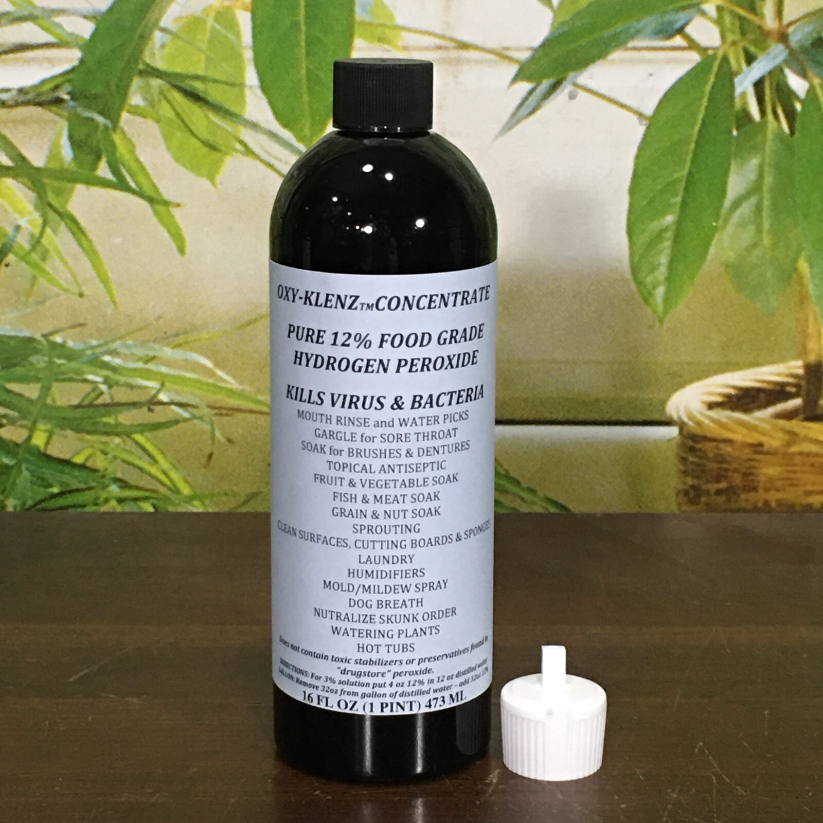 1 Pint 12% FOOD GRADE HYDROGEN PEROXIDE makes 4 Pints 3%