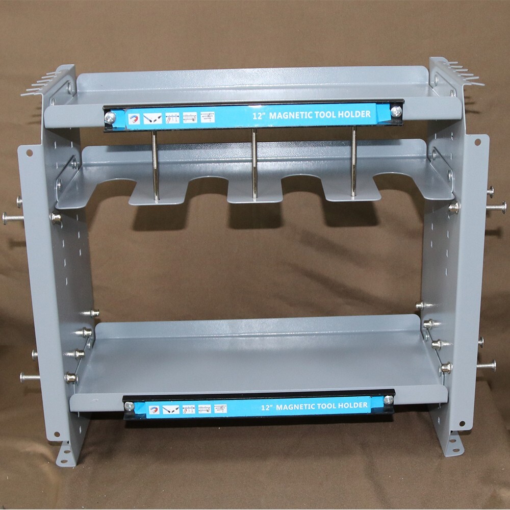 Multi-function Fixed Wall Type Three-layer Tool Rack w/12" Magnetic Strip 005821
