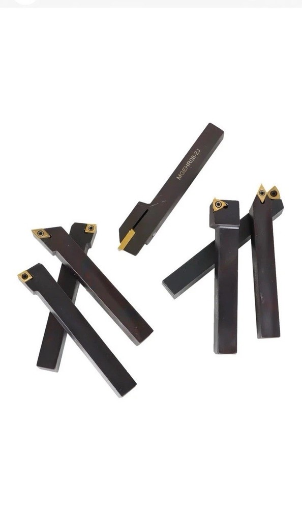 7PC Carbide Indexable Turning Tool 1/2" LatheTool Bit SetThread InsertHolder NEW