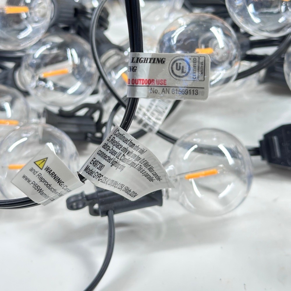 Brightown 25ft G40 Outdoor String Lights with 25 Clear Bulbs - Black