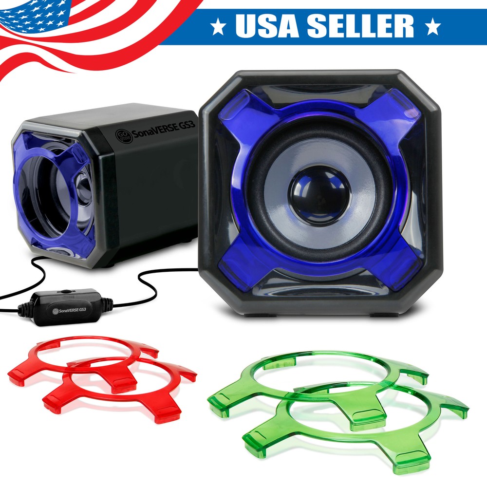 USB Computer Gaming Speakers with Interchangeable Grills & Powerful 5W Drivers