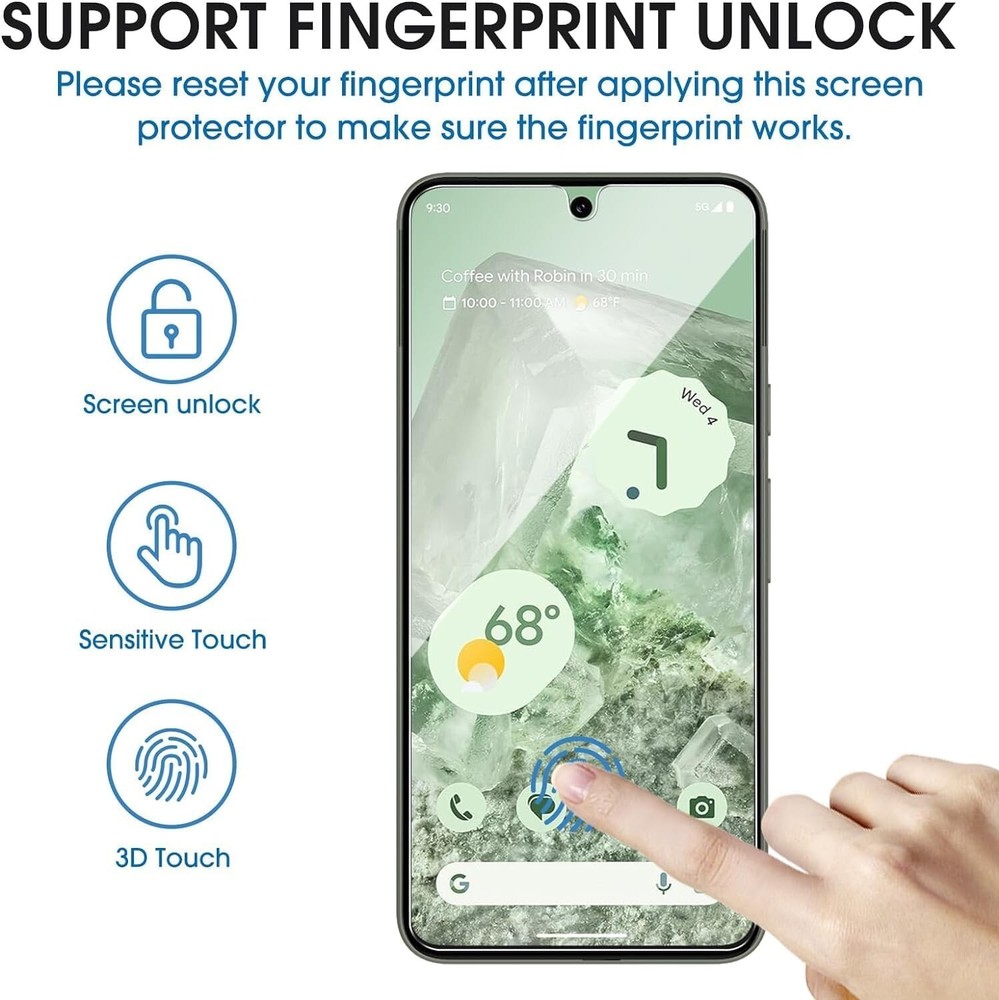 amFilm 3+1 Pack for Google Pixel 8 Screen Protector Tempered Glass
