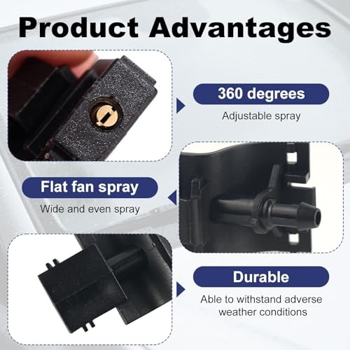 2pcs Windshield Washer Nozzles, Plastic Adjustable Windscreen Wiper Nozzle