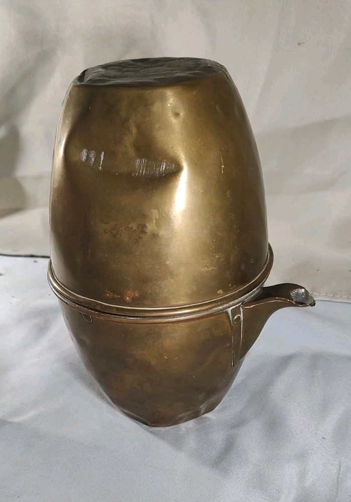 Vintage Coffee Pot: Solid Brass Tin Lined Interior European