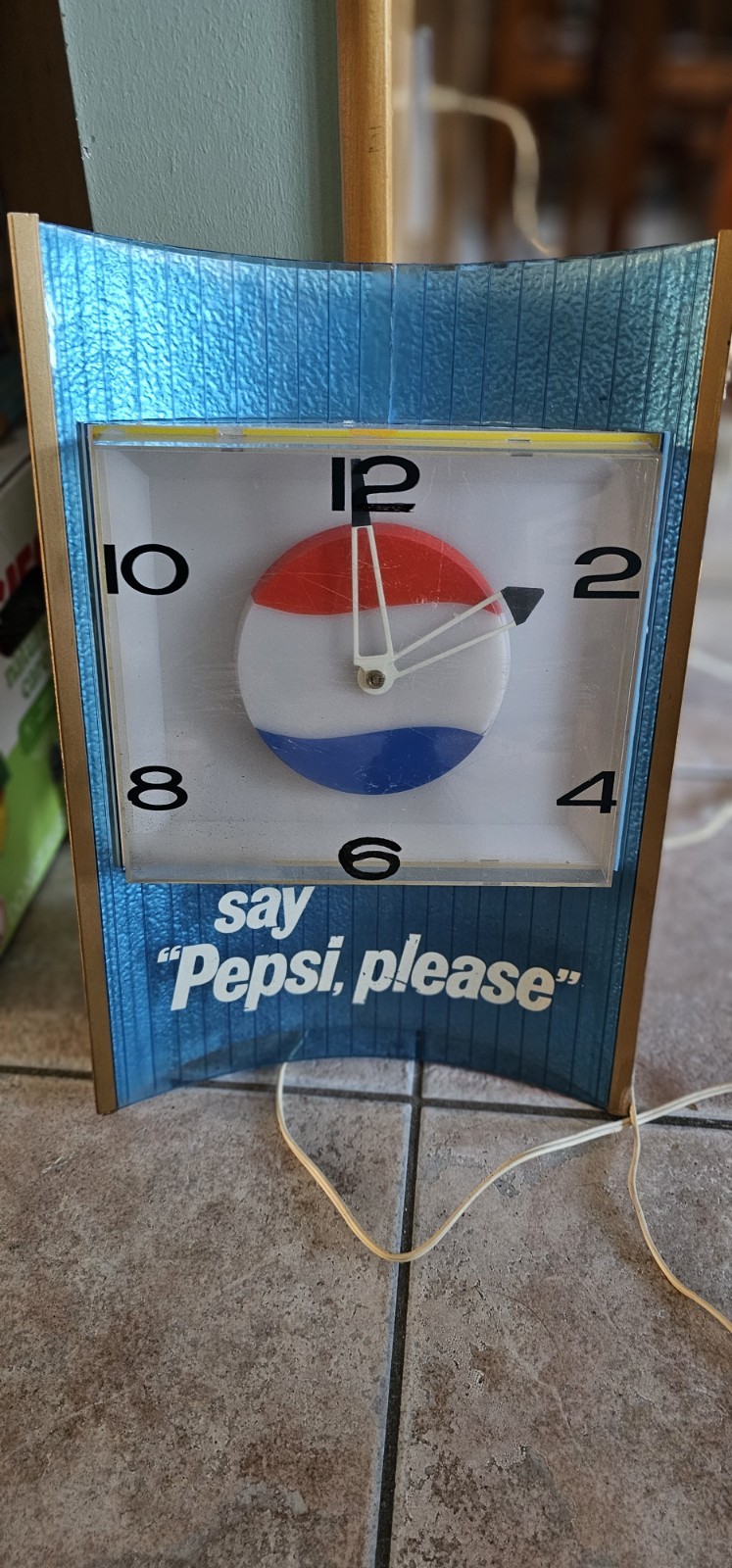 Vintage Say Pepsi Please Sign Clock Light Cola Pepsi-Cola Soda Display Dealer