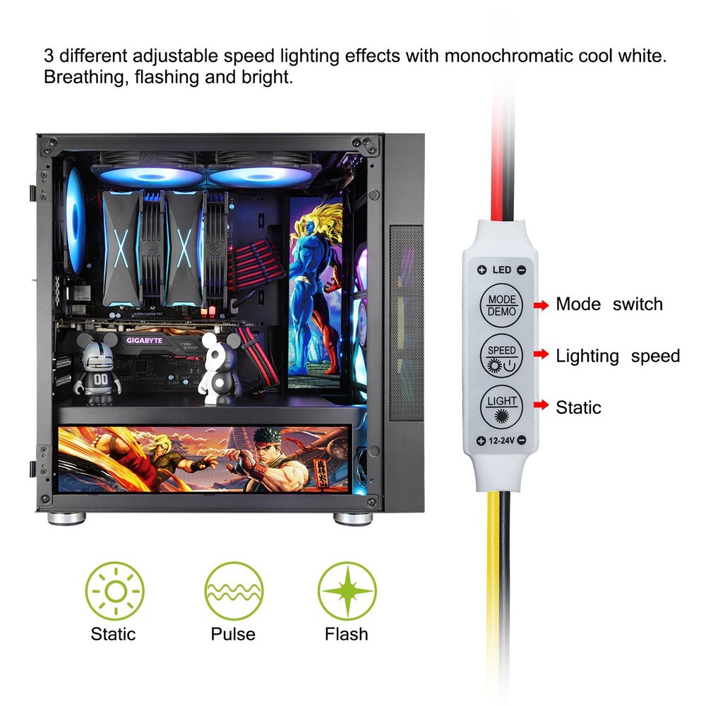 Vetroo Computer PC Case Decor LED Vertical Board Full HD 2K Multi-Mode Function