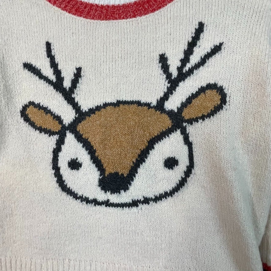 Cat & Jack 0-3 Month Knit Reindeer Cream Red Pants Set