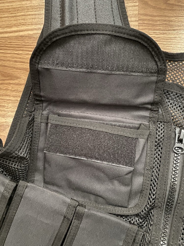 Tactical Pouch Holder Vest Black Mesh Hook And Loop Military