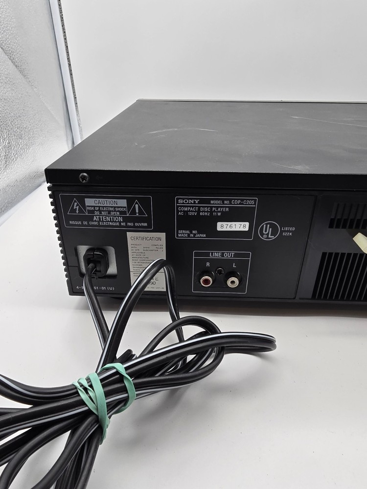 Sony CDP-C205 5 Disc Compact Disc Player CD Changer *Tested Works*