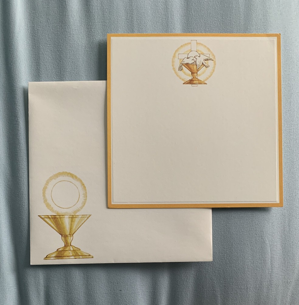 Printable Baptism/First Communion Chalice & Doves Invitations-19 Cards/envelopes