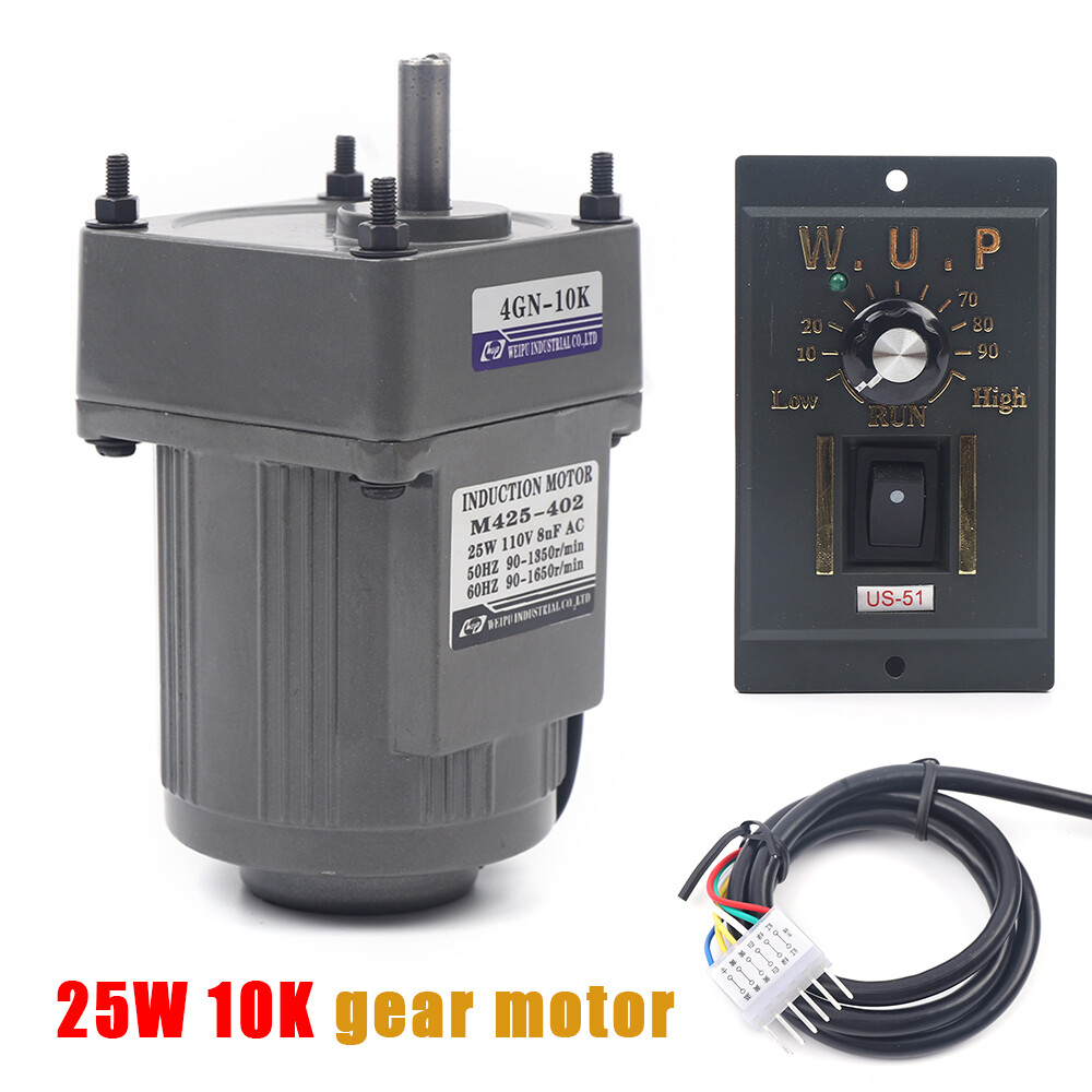 25W AC Reversible Gear Motor Electric Variable Speed Reduction Controller 1:10