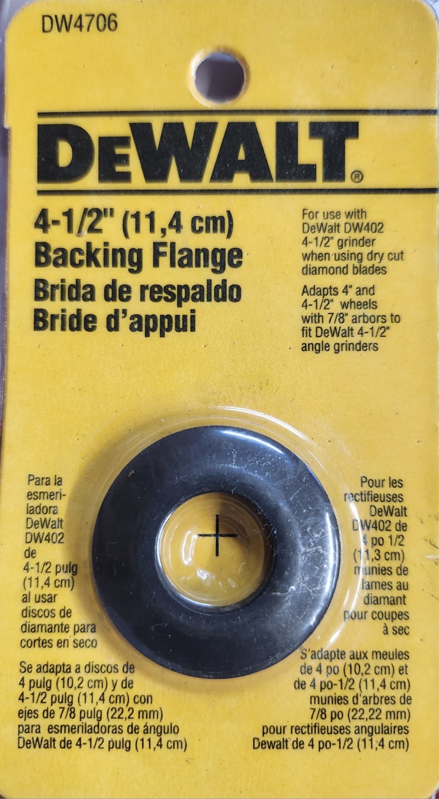 Dewalt 4.5” Backing Flange – DW4706 Dewalt Backing Flange NIB Original Package