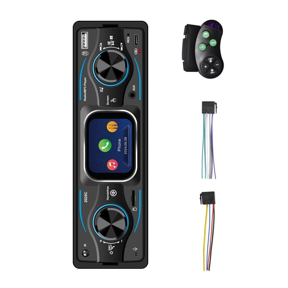 MP3 Car Radio with Steering Wheel Control, Bluetooth A2DP USB TF Card Reader