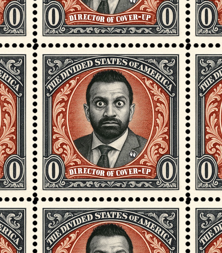 Trump / Patel - The Director of Cover-Ups (Artistamp, Faux Postage, Cinderella)