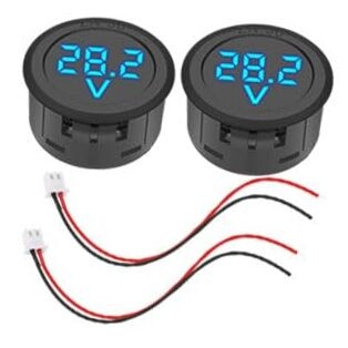 2PCS DC 4–100V LED Digital Display Voltmeter, Round 2 Wire Voltage Gauge