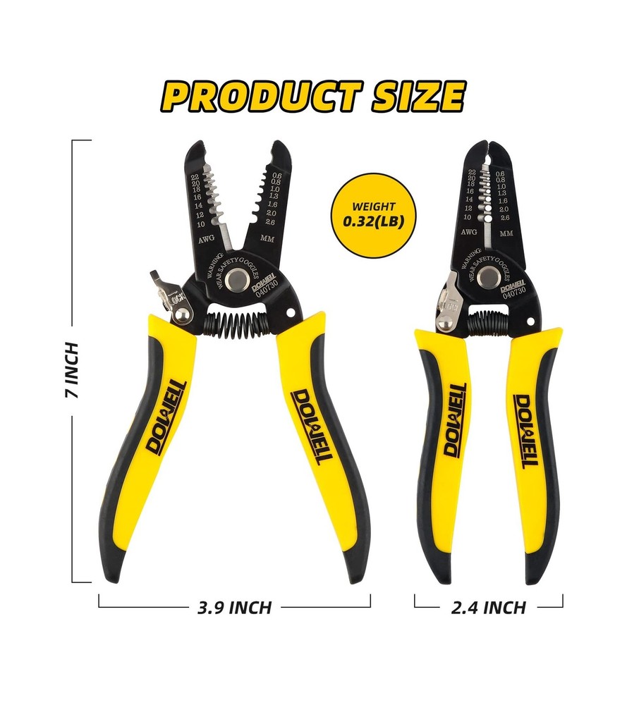 DOWELL 10-22 AWG Wire Stripper Cutter Wire Stripping Tool And Multi-Function ...