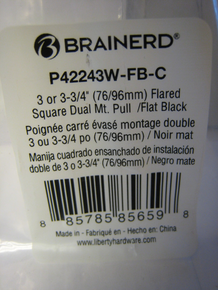 5 X P42243-FB Brainerd 3" or 3-3/4" C-C Flared Square Dual Mount Pull Flat Black