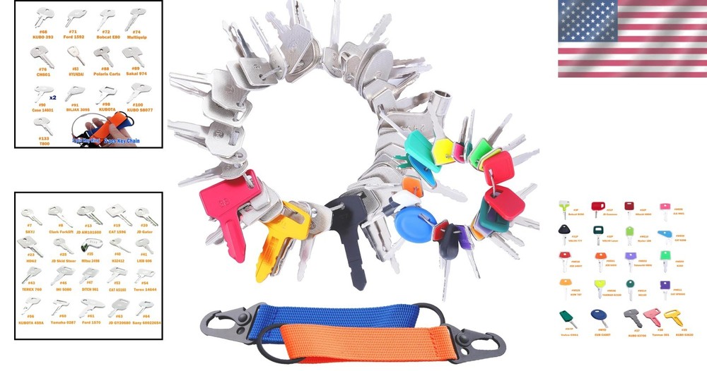 Construction Ignition Key Set - 55 Keys for Various Brands