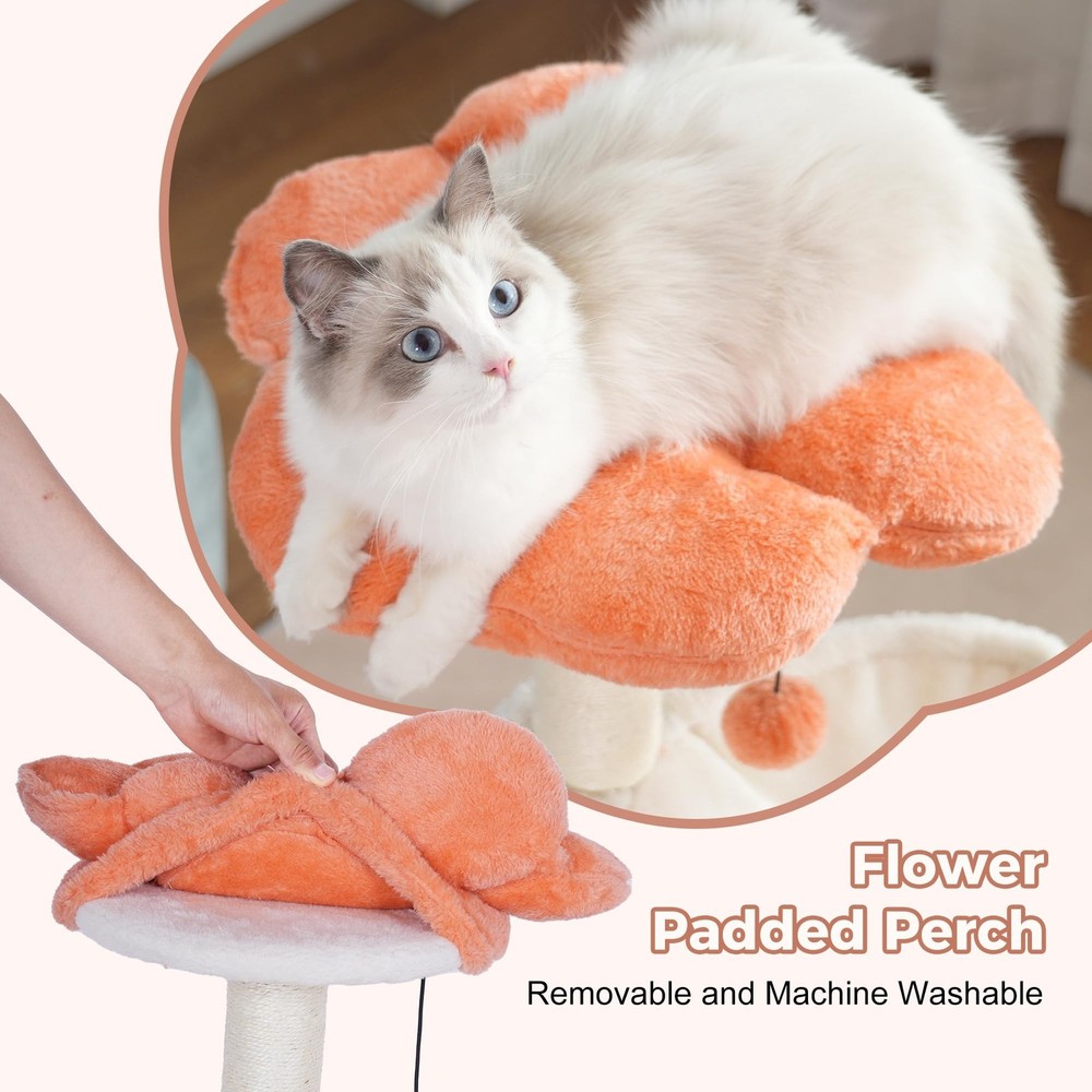 Flower Cat Tree 34" Scratching Post Small Cat Tower for Large Cats,Featuring ...