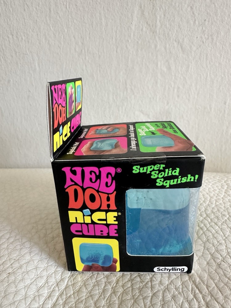 Schylling Nee Doh Nice Cube Super Solid Squish Squeeze Blue Toy