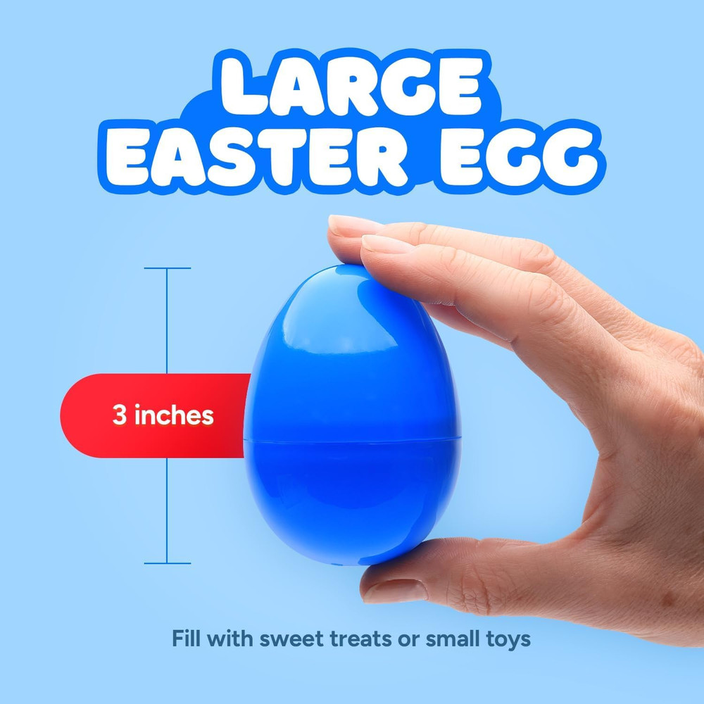 Easter Eggs 3” - Bright Fillable Capsule Egg – 12Ct - Easter Basket Stuffers - E