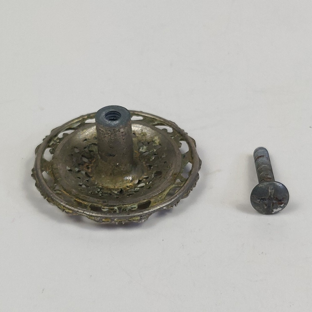 Vintage Brass Cabinet Drawer Pull Ornate Decorative Scroll Pattern 1.75"