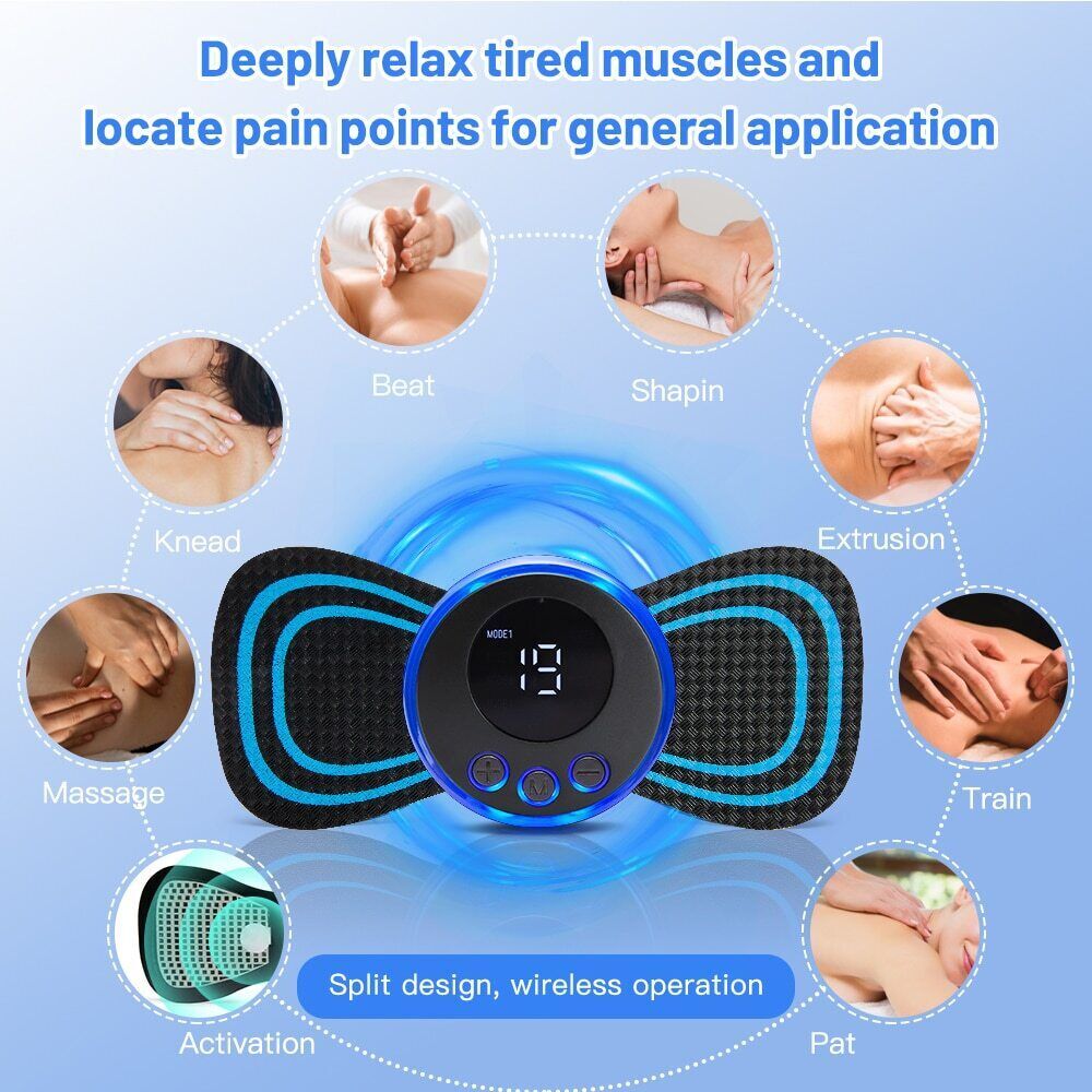 Portable Mini Electric Neck Back Massager Cervical Massage Patch Stimulator