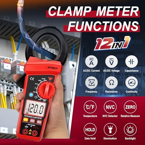 Digital Clamp Meter Multimeter for HVAC Tools 6000 Counts AC/DC Voltage