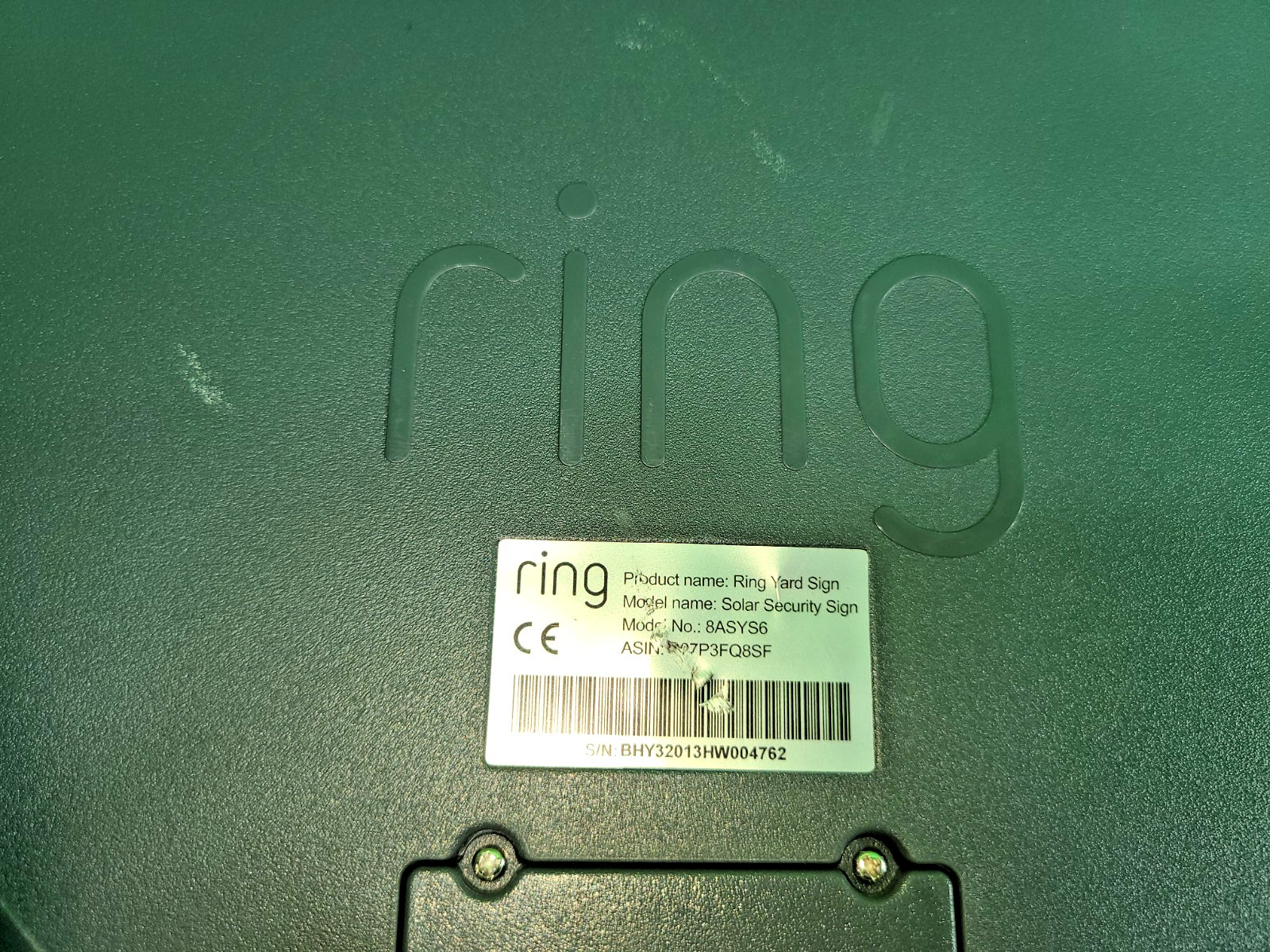 Ring Solar Security Sign Illuminated & Solar Powered (sign only)