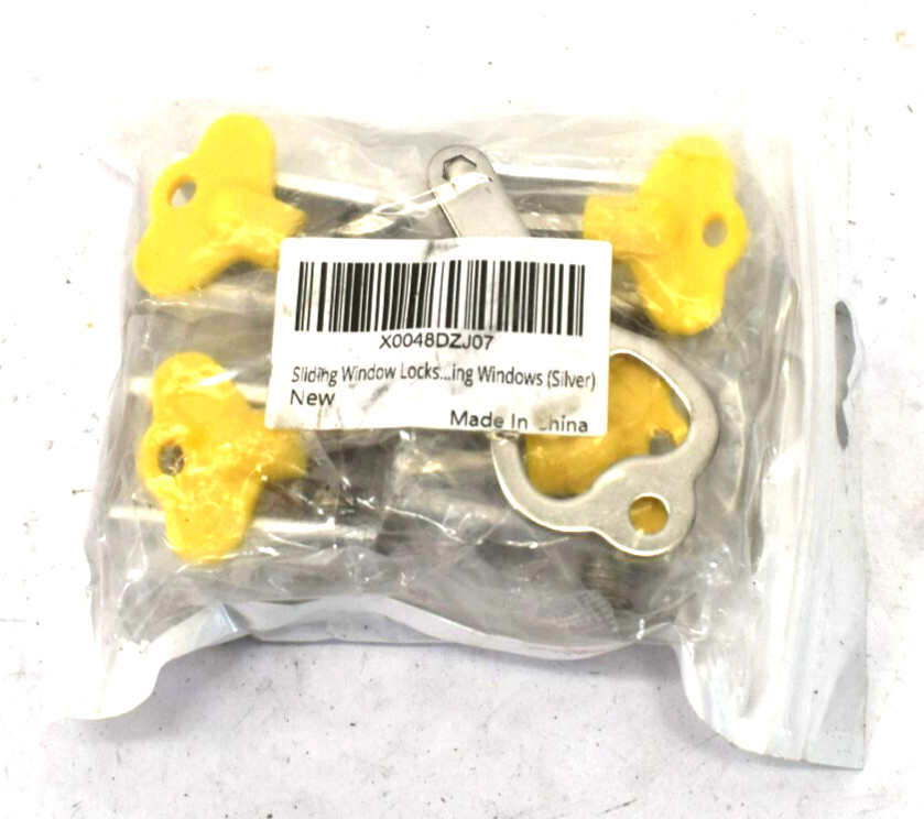 Stergde Sliding Window Locks 4 Sets Security w Keys Adjustable Aluminum Silver