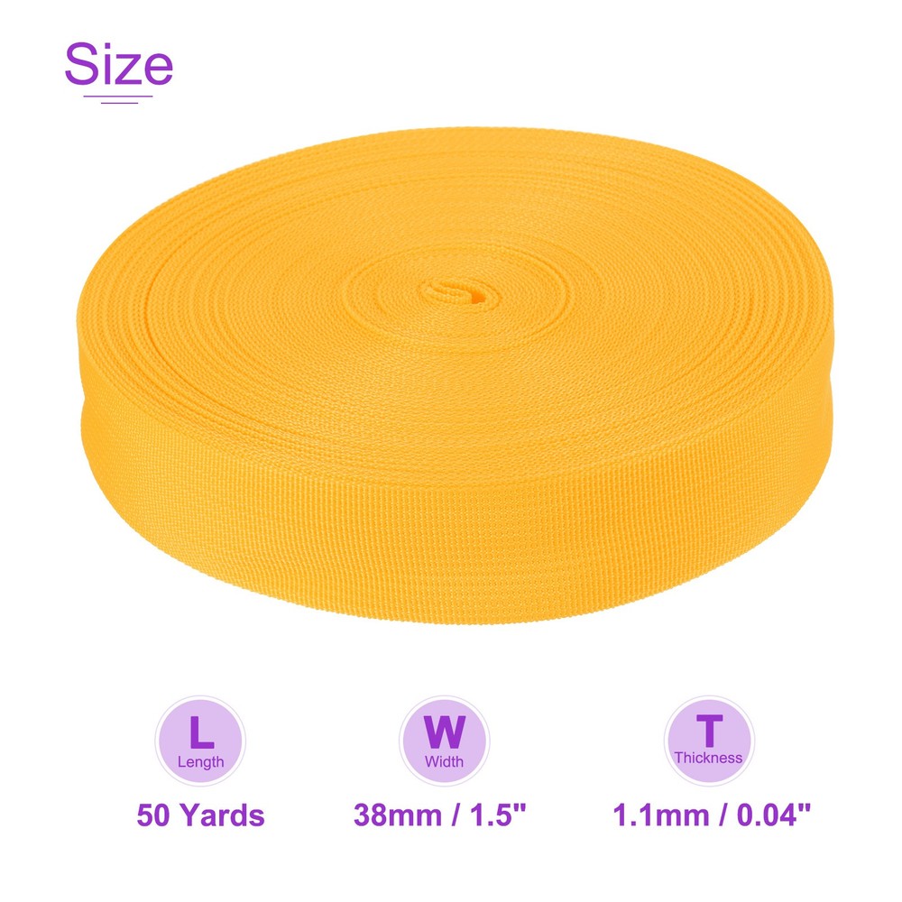 50Yardx1 1/2" Width Nylon Webbing Strap Poly Flat Webbing Strapping Dark Yellow