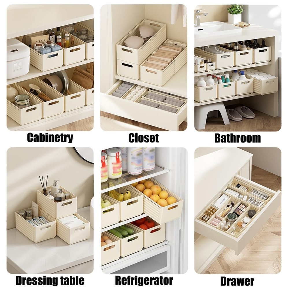 Foldable Storage Bins, 2 Pack Plastic Expandable Boxes for Organizing, Adjust...